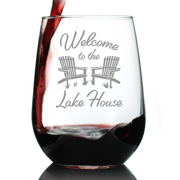 Welcome To The Lake House - Stemless Wine Glass -