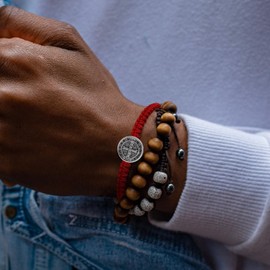 YionZian 4 Pieces Catholic San Benito Bracelet Virgen De Guadalupe Bracelet Handmade Braided Adjustable String Cord Blessing Friendship Mexican Bracelet for Women Men, Free size, Waxed rope, zinc