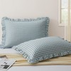 KKJIAF 2 Pcs Plaid Ruffle Pillow Case King Size, Washed