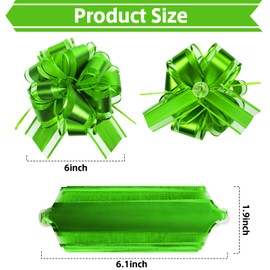 SZXFUWEI Pull Bows for Gift Wrapping: 8 PCS 6-Inch Waterproof Green Bows - Reusable Christmas Ribbon Bow for Wrapping Boxes & Decorative Accents