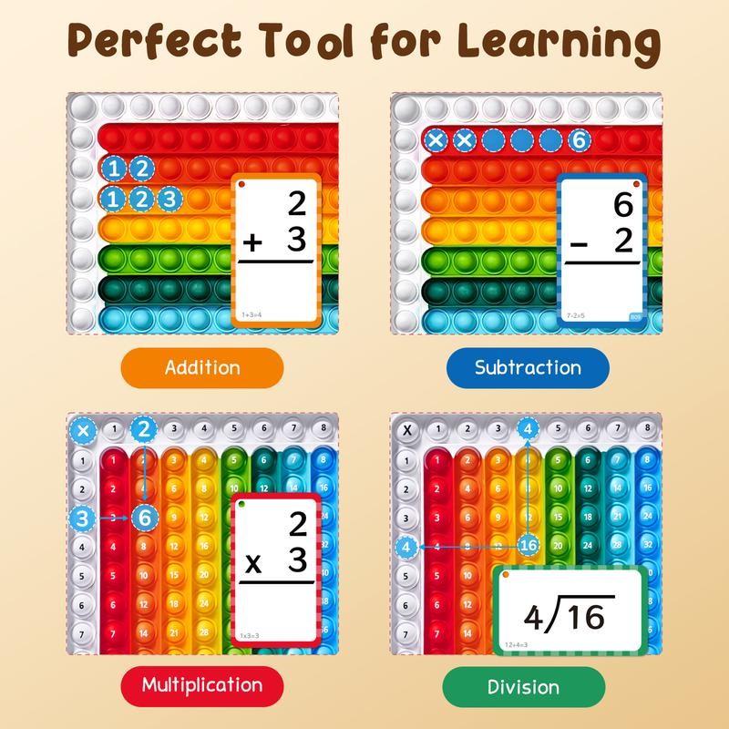 „ÄêJoyCat„ÄëMath Flash Cards & Pop Fidget Chart, Math Manipulatives Game