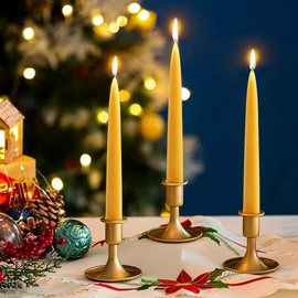 12 Pack Beeswax Taper Candles,8in Dripless Pure Beeswax Candles Non Toxic,8 Hours Long Burning 100% Natural Candle Sticks,Smokeless and Unscented Bees Wax Candle for Home,Prayer,Tall Tapered