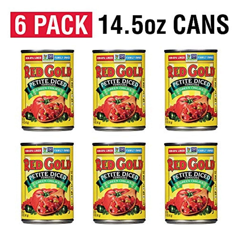 Red Gold Petite Diced Tomatoes Green Chilies, 14.5oz Can (Pack