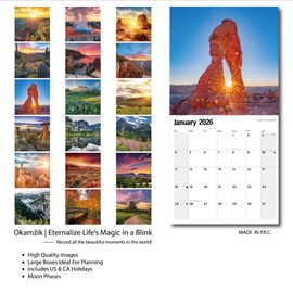 Wall Calendar 2025-2026 Planner Calendar - America National Park Hangable Monthly Wall Calendar with Large Blocks for Organizing & Planning, Academic Schedule, Home, Office & family, Thick & Sturdy Paper (12"x24" Open)