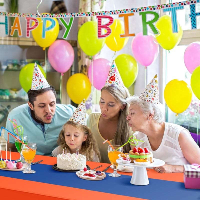 Oudain 4 Pcs Blue and Orange Tablecloth Party Anime Theme