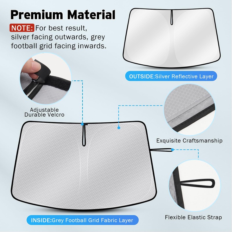 Windshield Sun Shade for 2019-2024 2025 GMC Sierra 1500 2500