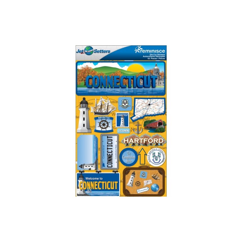 Reminisce Jet Setters 2 3-Dimensional Sticker, Connecticut