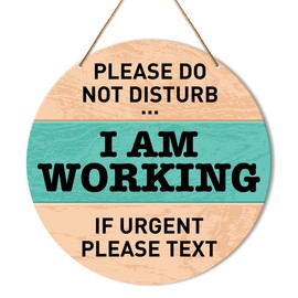 Working From Home Door Sign, No Soliciting Hanging Sign Decor Rustic Wall Decorations Do Not Disturb Wood Sign for Front Door, Entryway, Porch, Home Office, Do Not Knock or Ring Bell Sign