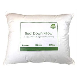 OrganicTextiles Down Pillow, King Size, Heavy filling with Organic Cotton Cover, Support Back and Neck, 1 Pillow