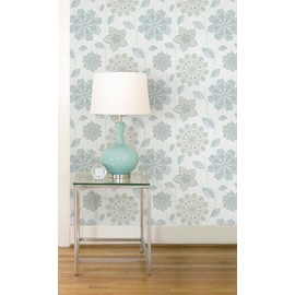 NuWallpaper NU1697 Peel & Stick Gypsy Floral Blue/Green Peel and Stick Wallpaper