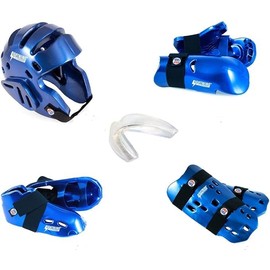 Lightning 8 Piece Deluxe Gear Set w/Shin Guards & Free Mouthpiece (White, XLarge)