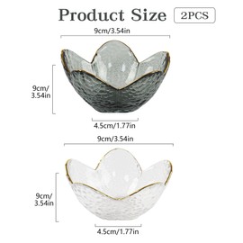 Dmnnlp 2Pcs Small Glass Trinket Dish, Jewellery Dish Trinket Tray, Jewelry Plate for Rings Earrings Necklace and other Small Accessorie, Gift for Wife Mom Daughter-Clear Grey