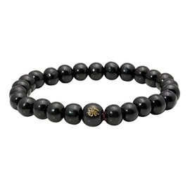 MILAKOO 8mm Wooden Beads Bracelet Black Round Beaded Stretch Cuff Wristband for Women Men Meditation Prayer