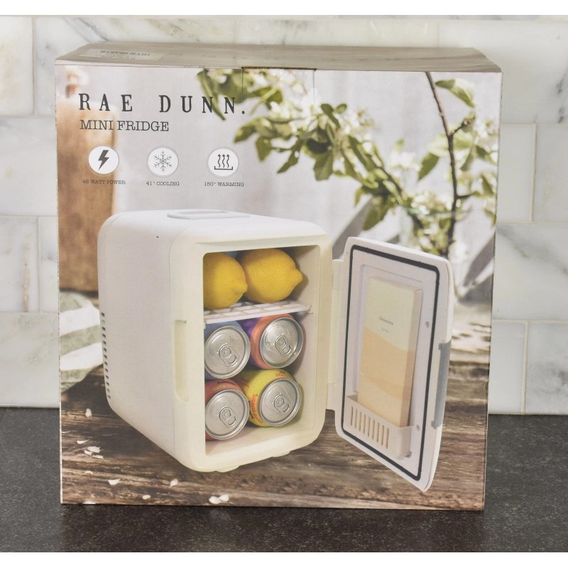 Rae Dunn Mini Fridge “CHILL” – 6-Can Cooler & Warmer