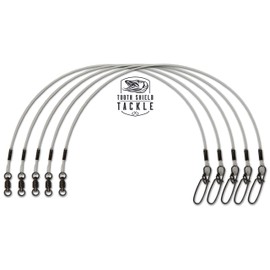 5 Pack 100 lb 8" Premium Fluorocarbon Tooth Shield Tackle Musky Leaders Muskie Pike Leader (Ball Bearing Swivel)