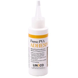 LINECO PVA Adhesive, Picture Frame Glue, Adhere Wood or MDF, Dries Clear Flexible, 4 oz, Ideal for Paper Board Framing Collage Crafts Bookbinding