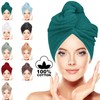 LUXURY Hair Towel Wrap 100% Cotton, Instant Drying Lightweight Turban