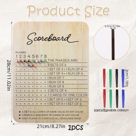 Phase Ten Score Sheets, Wooden Scoreboard, Score Sheets with 10 Coloured Pegs, Card Game Accessories, Card Game Score, Score Pad, Score Sheets for Party Games Family Game Evenings