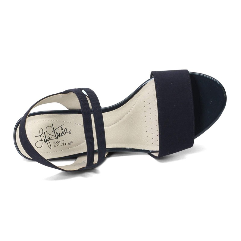 LifeStride Yolo Sandalias de cuña para Mujer, Marino, 8W US
