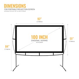 KHOMO GEAR Portable Projector Screen - 100 Inch Projector Screen with Stand - Outdoor and Indoor Projector Screen for Movie Nights, Home Theatre, and Presentations - Front and Rear Projection Screen