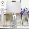 GOTHICO Silver Mirror Crushed Diamond LED Table Lamp, Four Prism