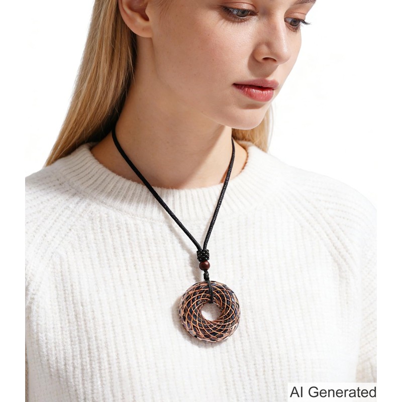 Tan Ran Black Tourmaline Orgonite Rodin Coil Pendant Necklace