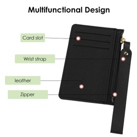 Adorila 2 Pack Women RFID Blocking Zipper Slim Minimalist Small Leather Coin Purse Credit Card Holder, black, brown, Minimalist