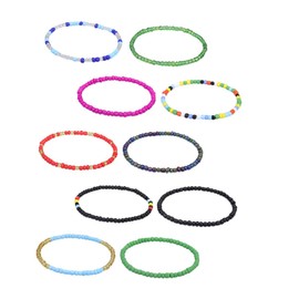 COLLBATH Foot Chain Jewelry 10pcs Mixed Color Beaded Anklet Ankle Bracelets for Women Party Accessory