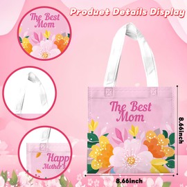 delaimastor 20Pcs Mother's Day Favor Bags Treat Candy Goodie Gift Non-woven Bags Reusable for Party Supplies Mother's Day Party Favors Supplies 8.7x8.7Inches
