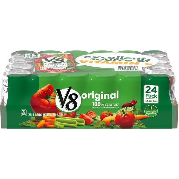 V8  Original 100% Vegetable Juice, 5.5 oz. Can (Pack of 24)