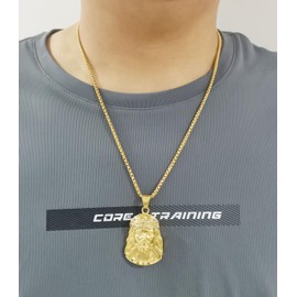 Toogod 18K Gold-plated Jesus Christ Necklace for Men Women | Jesus Christ Pendant with Chain | Hip Hop Necklace 24‘’