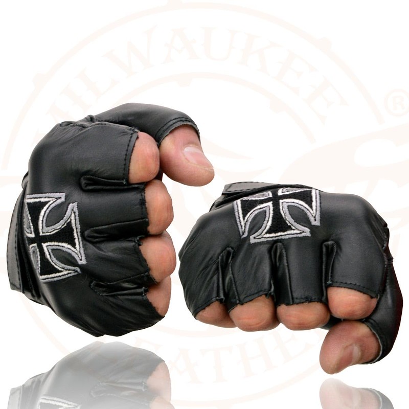 Milwaukee Leather Men's Fingerless Motorcycle Riding Hand Gloves - Medium