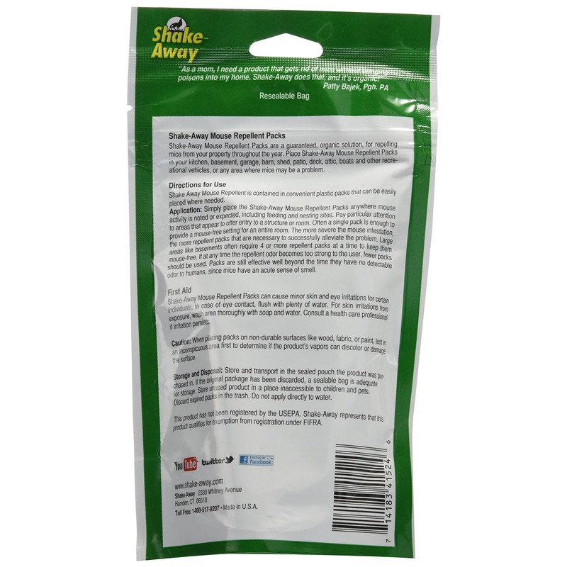Shake-Away 4152424 4CT Mouse Repellent Packs, 1.5-Ounce