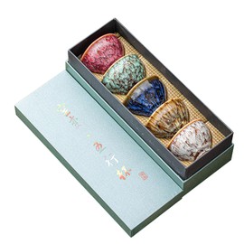 Belns Jianzhan Ceramic Tea Cups Set - 5 Pcs in 5 Colors, Ideal for Kung Fu Tea, Coffee - 4 oz Capacity
