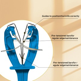 BSFRNF Stainless Steel Knife Sharpener Tool with Bracket, Maintenance Sharpening Tool for Kitchen Abattoirs Knives Helps Repair Sharpens, Hones, Polishes Blades (Blue)