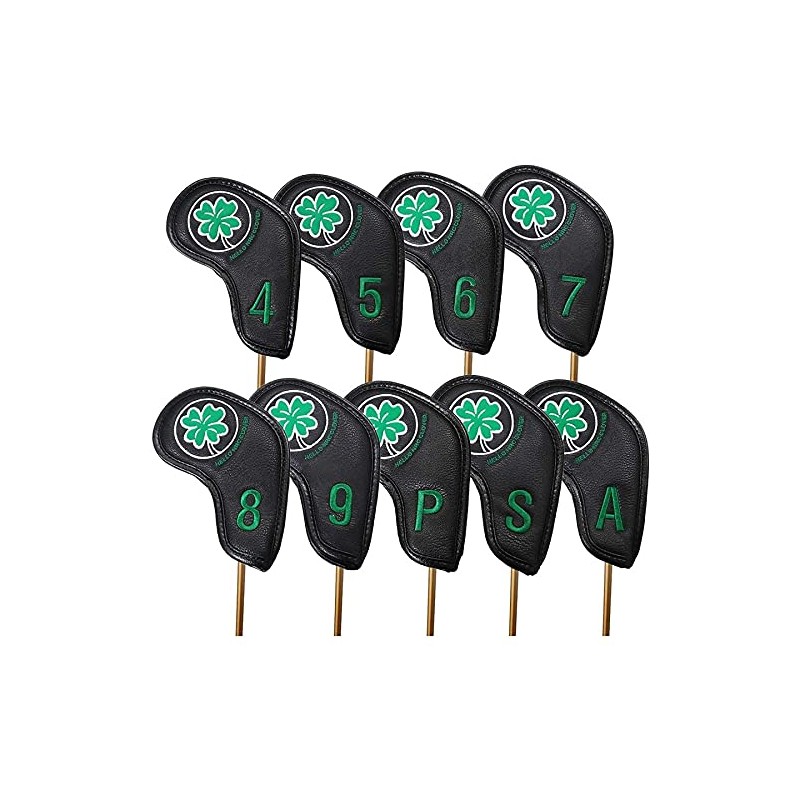 Golf Iron Covers Leather Embroidered Waterproof 4-9 AW PW SW