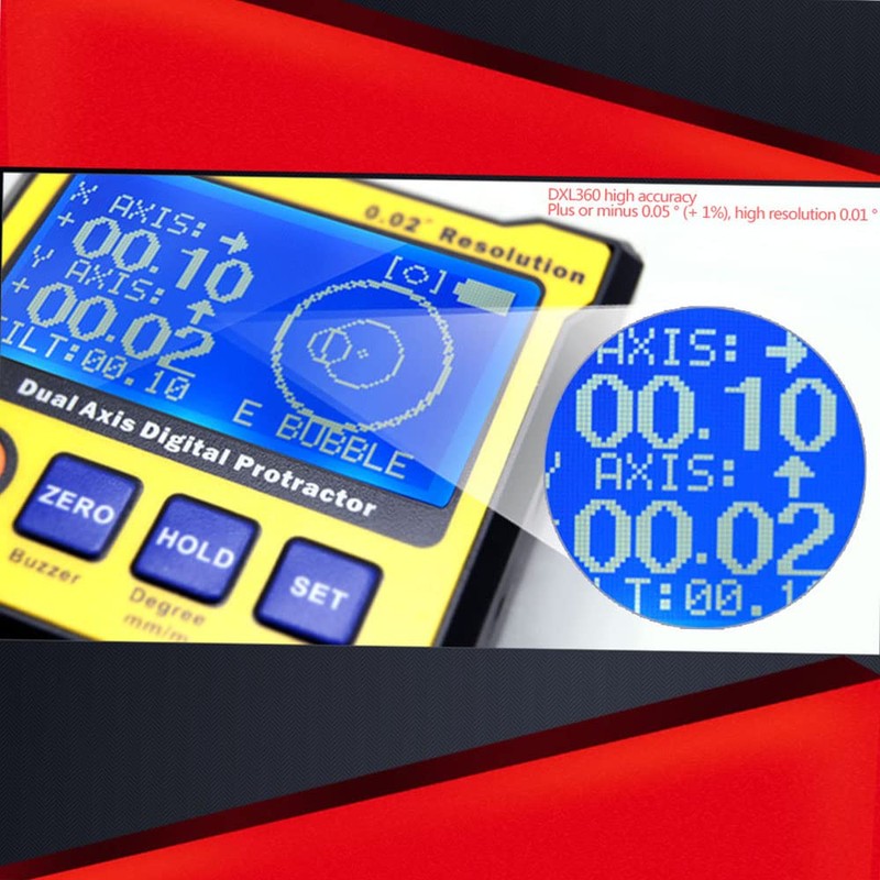 Daconovo DXL360 Biaxial Digital Angle Protractor with 5 Sides Magnetic