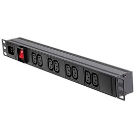 1U 8 Way HORIZ IEC 10A PDU + Switch | 19" Equipment/Cabinet Rack Power Distribution ENCLOSURES/Cabinet Racks, 1 X Qty - PDU-8WS-H-IEC-M-1U
