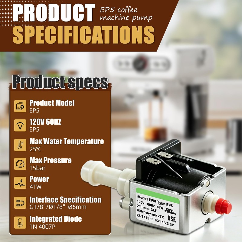 E Type EP5 Solenoid Vibratory Water Pump 120V 60Hz 41W