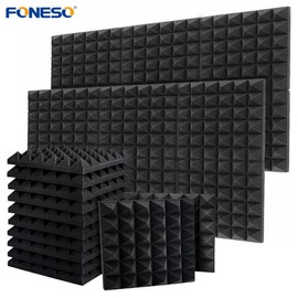 12/24/48pcs 2" Thickening Acoustic Wall Panel Tiles Studio Music Sound Proofing Insulation Foam Pads Set , High Density Noise Absorbing Soundproofing Foam For Reading Room Meeting Room Study Library Club Cinema:_12PCS