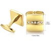 HONEY BEAR Mens Crystal Cufflinks Stainless Steel Gold Square Business