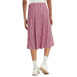 NOOYME 28" Skorts for Women with 3 Pockets Modest Knee Length Athletic Midi Skirts (Small,Pink Floral)