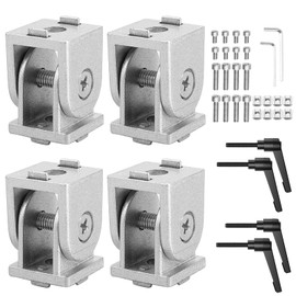 COLFULINE 4 x Joint Connectors, Joint Aluminium Profile 20 x 20 Groove 6, Adjustable Angle Connector, Zinc Alloy, Flexible Hinge, 180° Rotation Range, with Clamping Lever, Mounting Accessories for