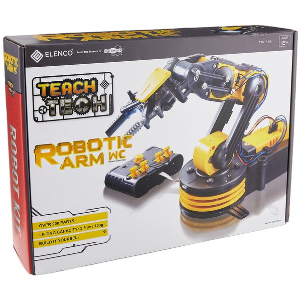 Elenco Teach Tech “Robotic Arm Wire Controlled”, Robotic Arm Kit, STEM Building Toys for Kids 12+