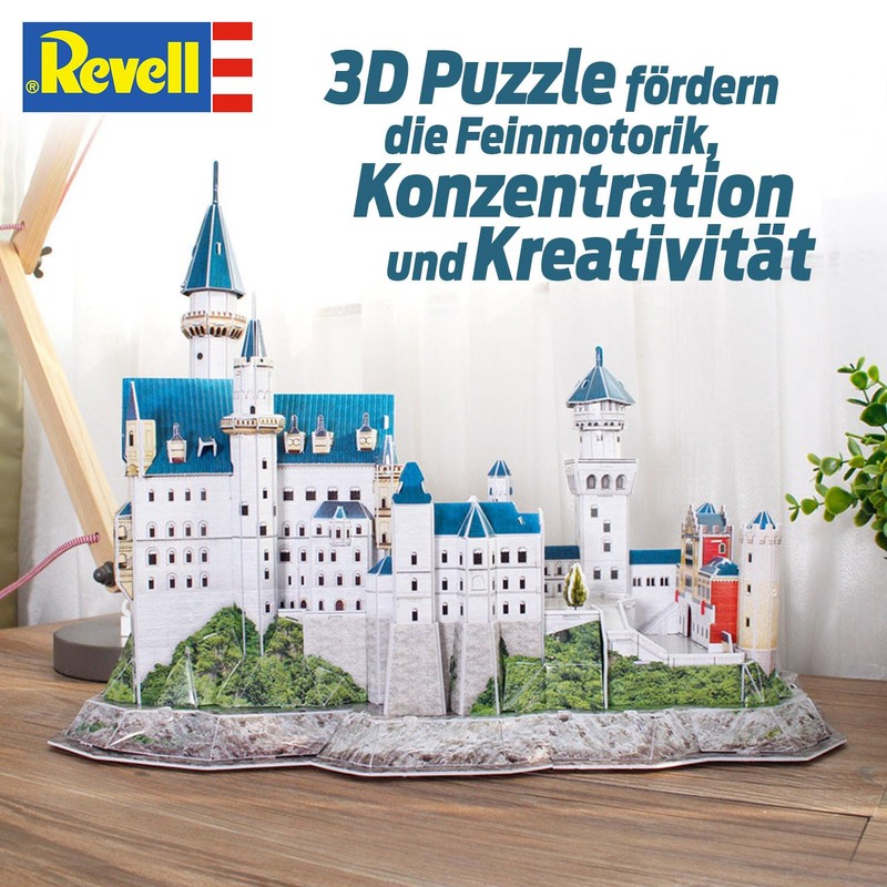 Revell 3D Puzzle 00205 Neuschwanstein Castle 121 Pieces, Highly Detailed,