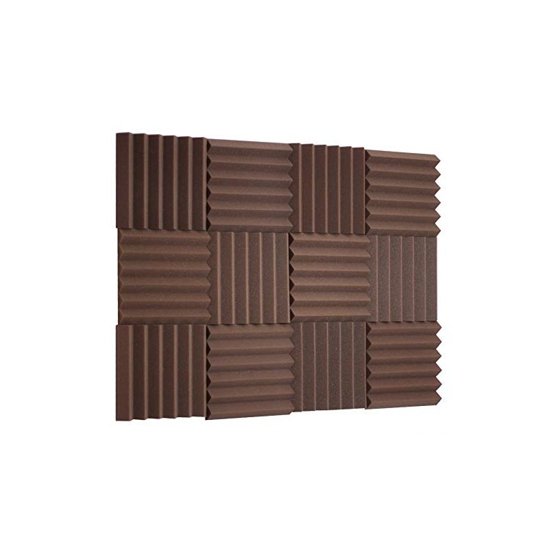 2" Wedge Acoustic Soundproofing Foam Tiles - Brown 12 Pack