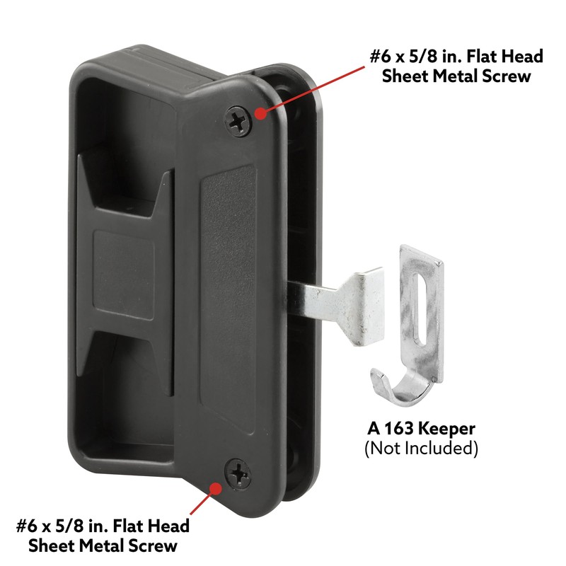 Prime-Line A 168 Black Plastic, Sliding Screen Door Latch and