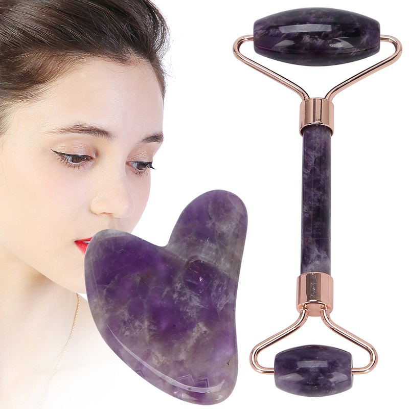 Portable Face Roller Massager Facial Beauty Roller Heart Shaped Gua