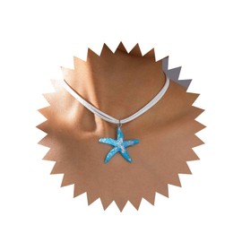 Allereya Vintage Large Starfish Pendant Necklace Velvet Necklace Blue Starfish Chain Necklace Resin Starfish Necklace Starfish Velvet Necklace Jewellery for Women, Zinc, No Gemstone