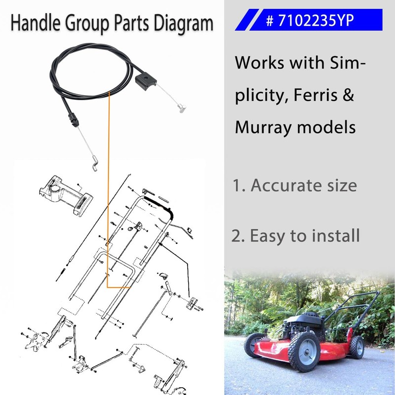 ZanFyxil 7102235YP Bail Cable Replacement for Snapper Walk-Behind Mower |